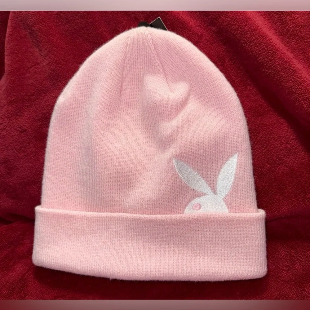 PLAYBOY Peekaboo Bunny Soft Pink Knit Beanie- NWT